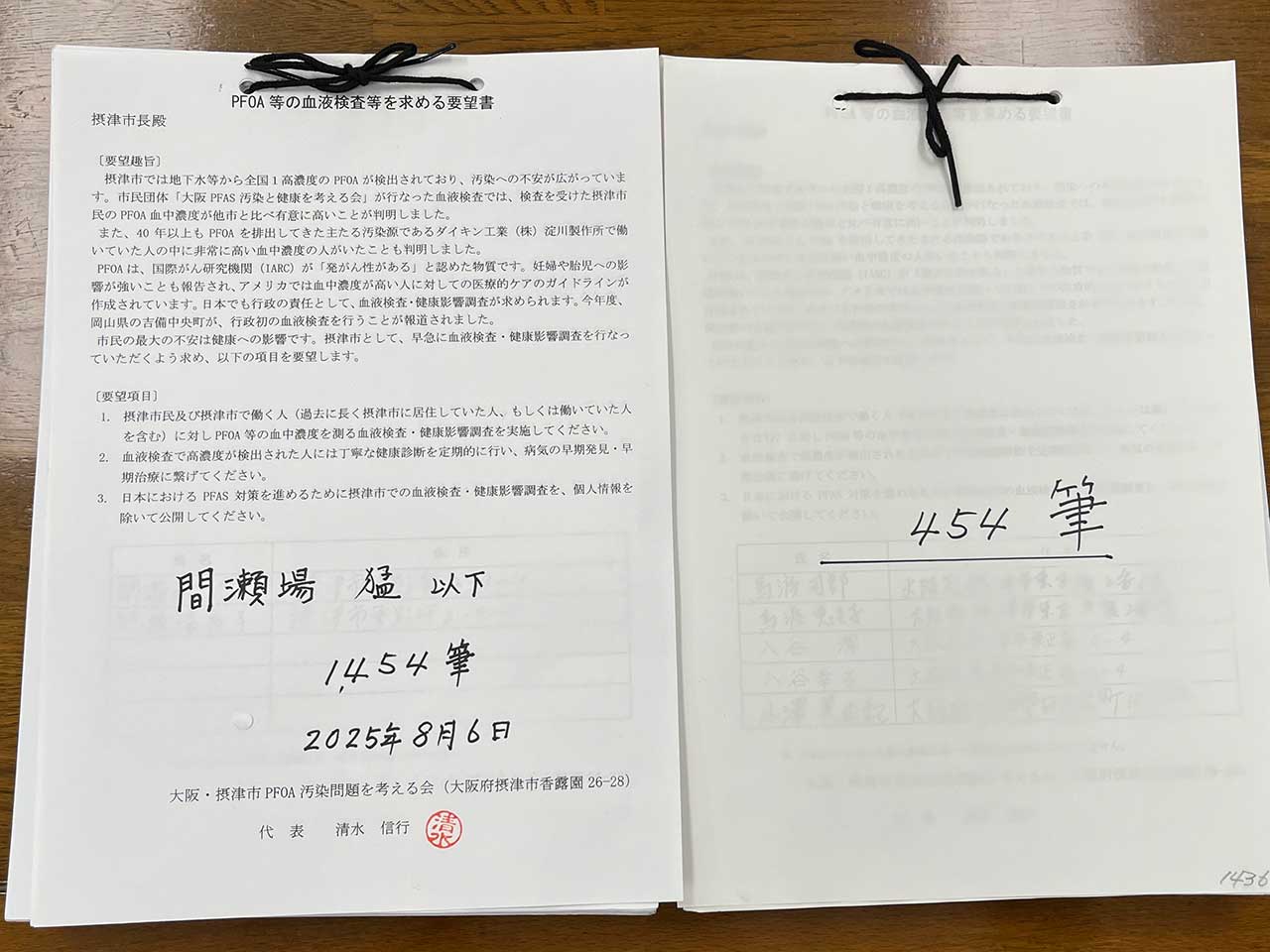 PFOA血液検査要望署名